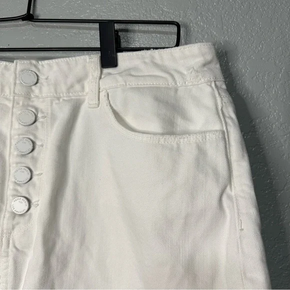 Paige Aideen‎ Mini Skirt Distressed Crisp White High Waisted - Picture 5 of 12